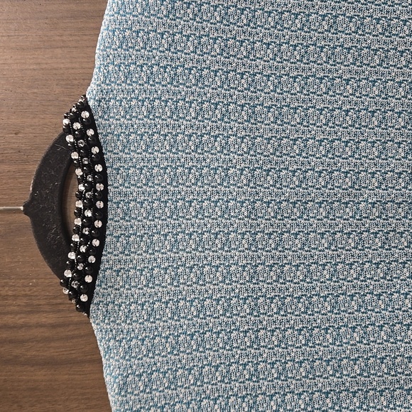 Misook-Open Cardigan Hook Closure Long Sleeve Knit Beaded Blue-Size Small - Picture 16 of 17